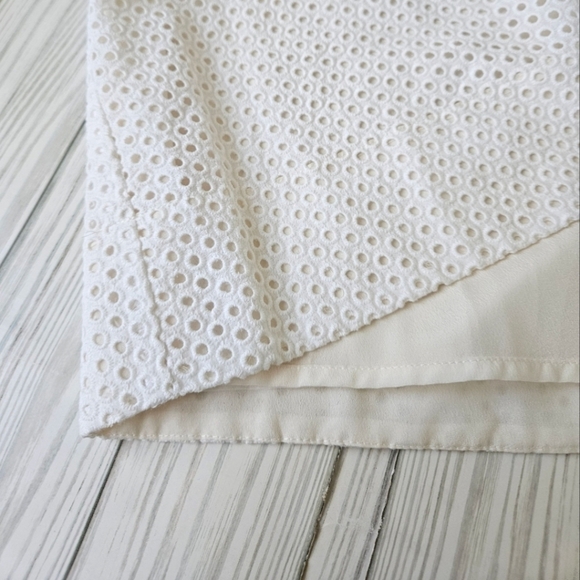 J. Crew Cotton Eyelet Dress with Short Sleeve Detail in White and Cream Sz 10 - Picture 9 of 13